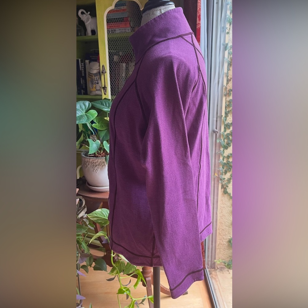 Reversible Purple Striped to Plain Flip Zip Jacket Well-Engineered Sz S / M - Picture 3 of 11